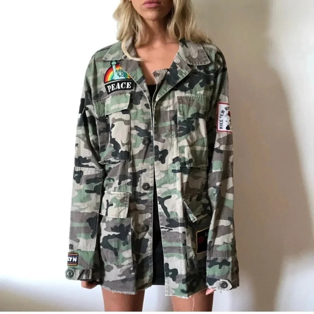 The Rail Camo Utility Jacket Patches - Peace, Brooklyn, Kindness, Love‎ Small